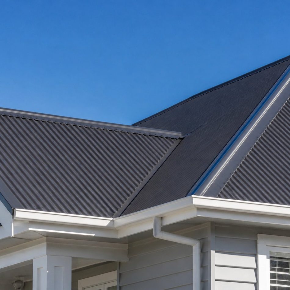 charcoal corrugated Colorbond roof gables on a renovated bungalow
